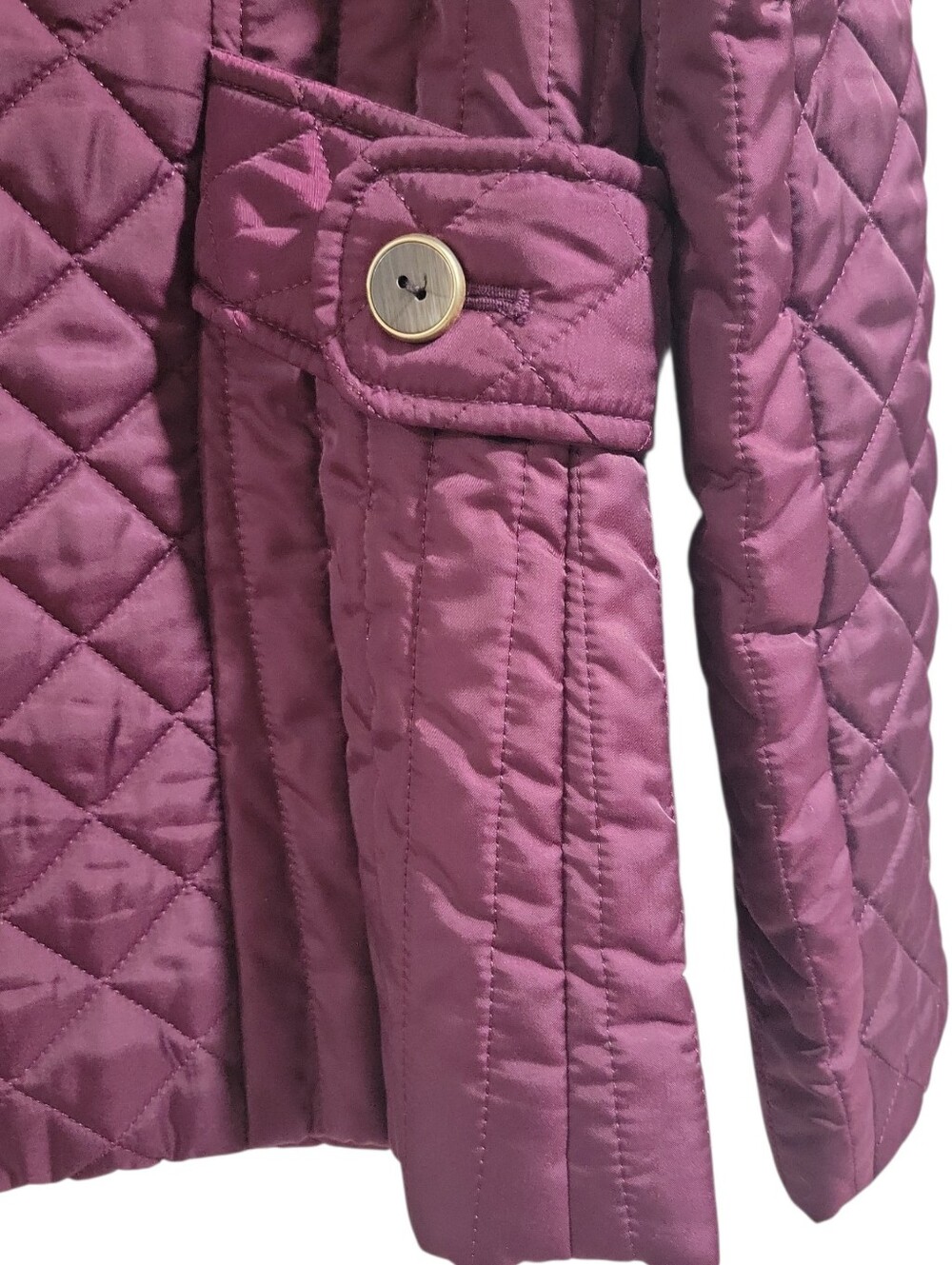Preston & York Dark Magenta Quilted Long Sleeve Jacket Size M Lightweight Fitted - Picture 4 of 14